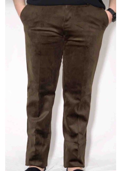Klasik Kesim Kahverengi Kadife Pantolon modelleri