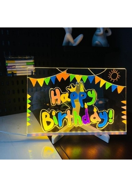LED Aydınlatmalı Yazı ve Çizim Tahtası - Küçük Boy 20 x 20 cm