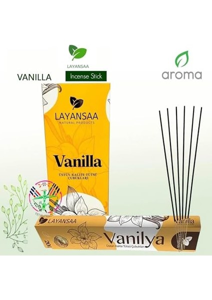 Vanilya (Vanilla) Kokusu Özel Aroma Kokusu 20 Adet 1 Paket Çubuk Tütsü