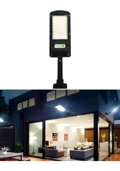 Solar Güneş Enerjili 60W Beyaz LED Işık 3200-6500K Fener LED Duvar Armatürü Sensörlü Uzaktan Kumandalı Su Geçirmez Aplik Çit Balkon Bahçe Veranda Teras Patika Garaj Lambası
