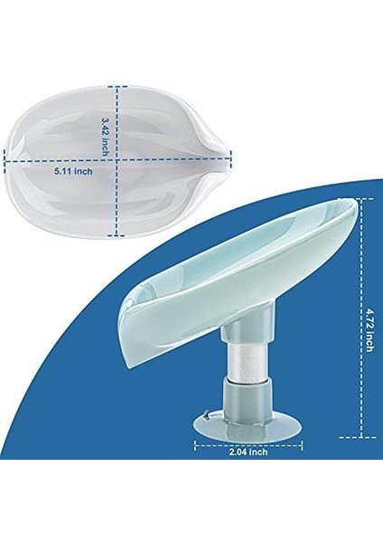 2 Paket Sabunluk Yaprak Şeklinde Kendinden Drenajlı Sabunluk Tutucu, Delikli Kolay Temizlenen Bar Sabunluk, Vantuzlu Sabunluk Duş, Banyo, Mutfak Lavabosu İçin Uygun (Gri + Yeşil)