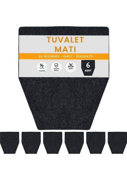 Kaydırmaz Yıkanabilir Tuvalet Halısı Emici Su Geçirmez Koku Tutmaz Dayanıklı Pisuvar Matı 6'lı (44X53)