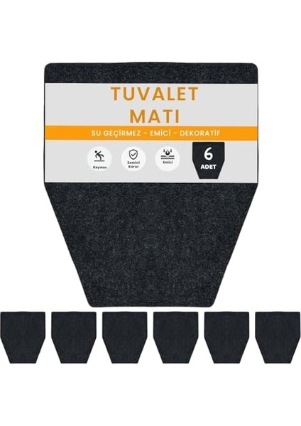 Kaydırmaz Yıkanabilir Tuvalet Halısı Emici Su Geçirmez Koku Tutmaz Dayanıklı Pisuvar Matı 6'lı (44X53)