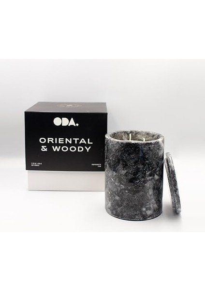 No: 4 Mermer Mum Oryantal ve Odunsu Kokulu Tasarım Dekoratif Mermer Soya Mumu - 220GR (Siyah)