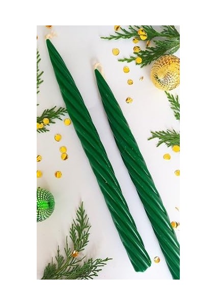 Balmumu Mum Yeşil (2 Adet 27.5 cm ) Kalın Burgu Burgulu Balmumu Şamdan Mumu Dekoratif Mum (Yeşil) Mum Balmumu fiyatları