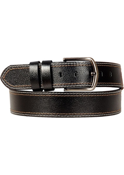 Erkek Kemer 4.5 cm Deri Kalın Spor Çift Dikişli 4100 Siyah