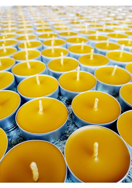 (12 Adet) Tealight Doğal Petek Balmumu Mum Standart Boy Beeswax Candle