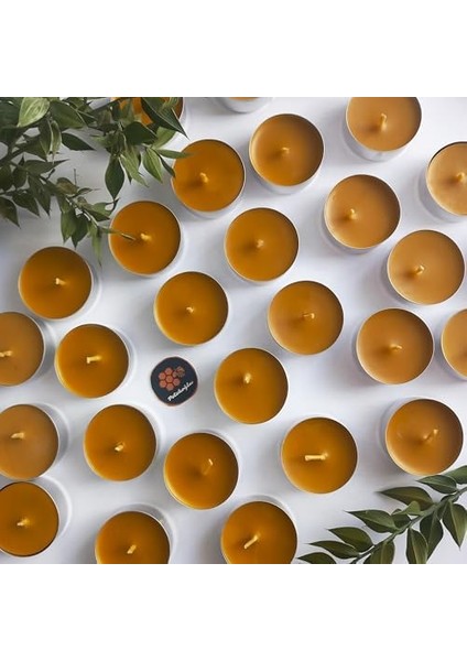 (12 Adet) Tealight Doğal Petek Balmumu Mum Standart Boy Beeswax Candle