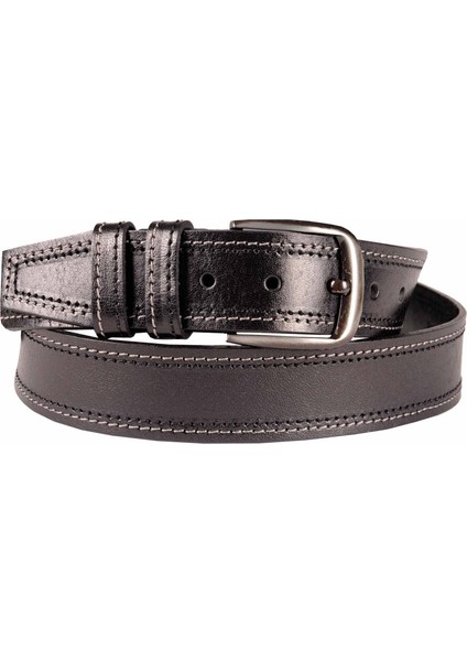 Erkek Kemer 4.5 cm Deri Kalın Spor Çift Dikişli 4100 Siyah fiyatları