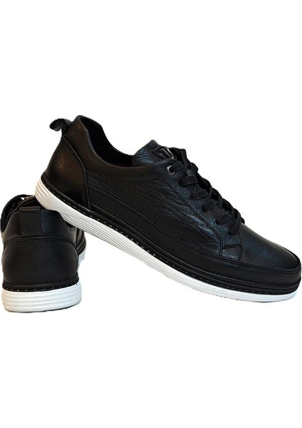 M012 Siyah-Beyaz Yumuşak Deri Erkek Ayakkabı modelleri