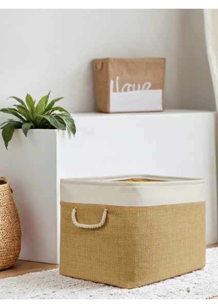 Büyük Boy Jüt Dolap Içi Çamaşır Çocuk Odası Oyuncak Düzenleyici Katlanır Saklama Sepeti Organizer