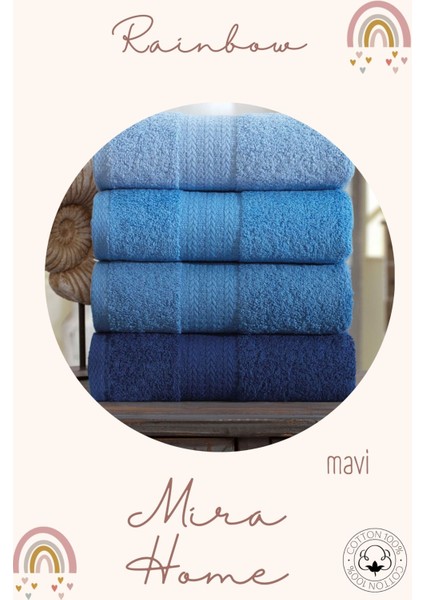 4 Lü El Yüz Havlu Seti %100 Pamuklu 50X85 cm Rainbow fiyatları