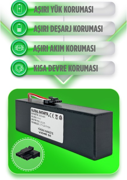 Viomi Se Uyumlu Akıllı Robot Süpürge Bataryası 14.4V 3500MAH Li-Ion Pil (Yüksek Kapasite) fiyatları