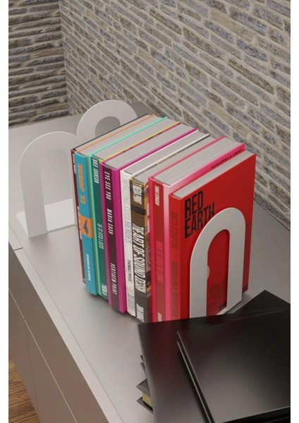 Kitap Desteği - Beyaz, Paslanmaz Metal, Kaymaz Tabanlı, Modern ve Şık Kitap Tutucu (2’li Set) fiyatları