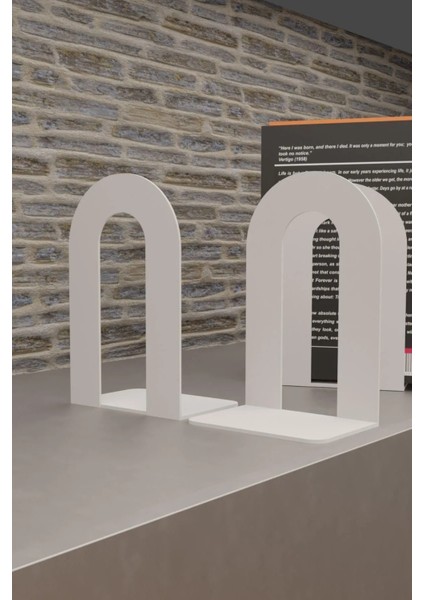Kitap Desteği - Beyaz, Paslanmaz Metal, Kaymaz Tabanlı, Modern ve Şık Kitap Tutucu (2’li Set) modelleri