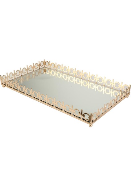 Aynalı Gold Söz Tepsisi 56*33*6 cm