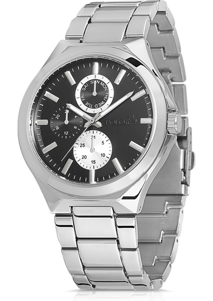 Metal Kordon Spor Erkek Kol Saati Gümüş-Siyah PL-0838E4X