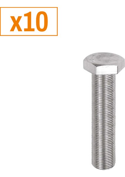 M12*40 Altı Köşe Civata Kaplı 8,8 (10 Adet)