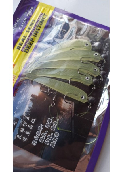 5 Adet Yumuşak Yem Kalem Cazibesi 3D Göz Olta Batan 70MM Kanca ve Kurşun ile Balık Yapay Silikon Balık Çatalı Kuyruk Trolling Holografik Pike Aydınlık Nehir Okyanus Olta Takımı Swimbait Pesca