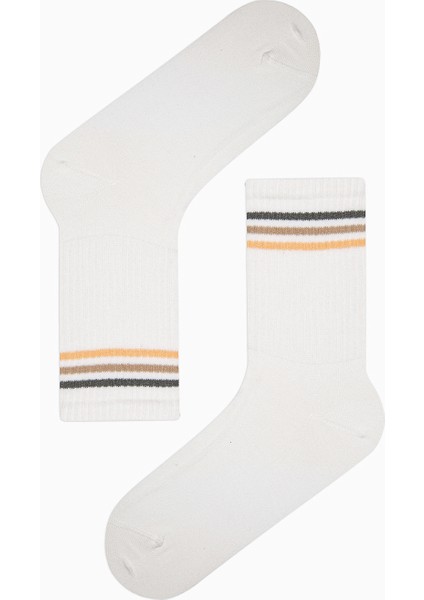 Colored Triple Stripe Mavi Yeşil 3lü Soket Çorap
