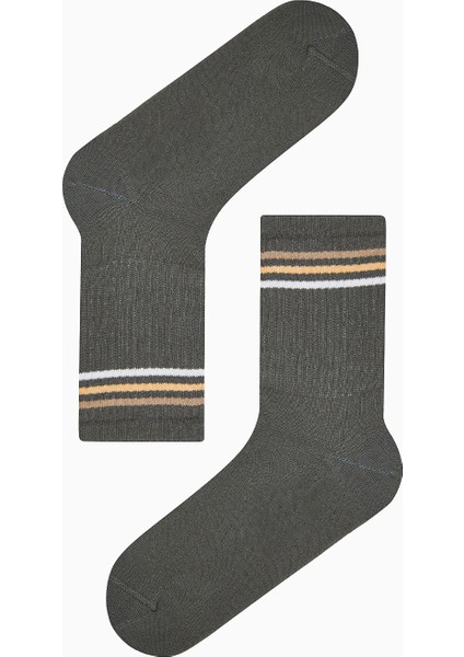 Colored Triple Stripe Mavi Yeşil 3lü Soket Çorap