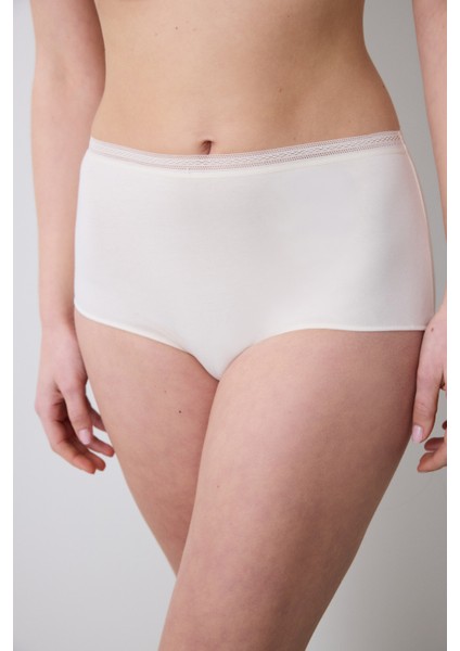 Easy Cotton Trim Highwaist Krem Slip Külot