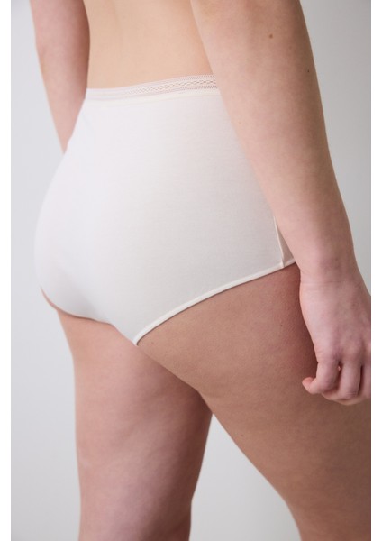 Easy Cotton Trim Highwaist Krem Slip Külot