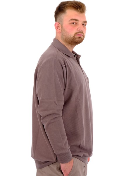 Mode Xl Büyük Beden Erkek Sweat Polo Selanik Basic 20441 Gri