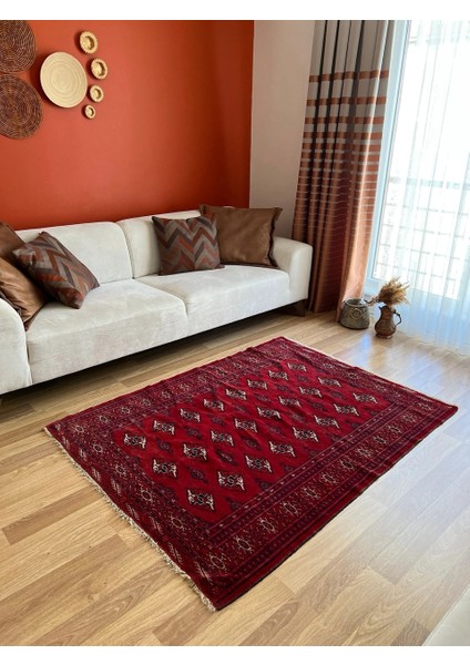 124X167 cm Canlı Kırmızı Vintage Halı, El Yapımı Antik Halı, Harika Dekoratif Kilim, Yün Afgan Halısı fiyatları