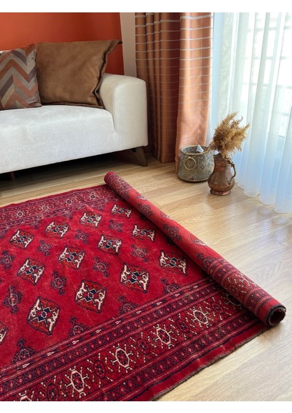 124X167 cm Canlı Kırmızı Vintage Halı, El Yapımı Antik Halı, Harika Dekoratif Kilim, Yün Afgan Halısı fırsatları