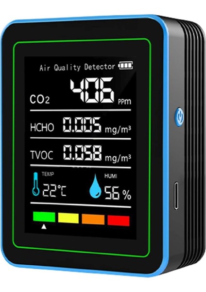 5'li Co2,hcho,tvoc,sıcaklık,nem Dedektör Taşınabilir Ev Ofis Hava Kalitesi Ölçüm Cihazı