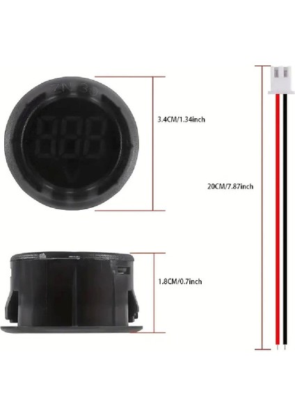 Dijital Voltmetre DC4-100V Mavi Araç Karavan Motorsiklet Yat Tekne