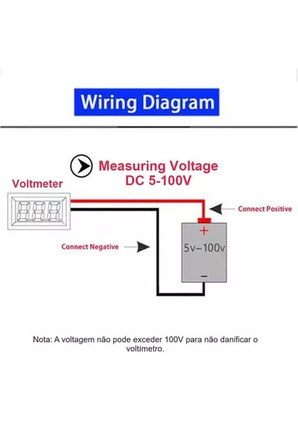 Dijital Voltmetre DC4-100V Mavi Araç Karavan Motorsiklet Yat Tekne