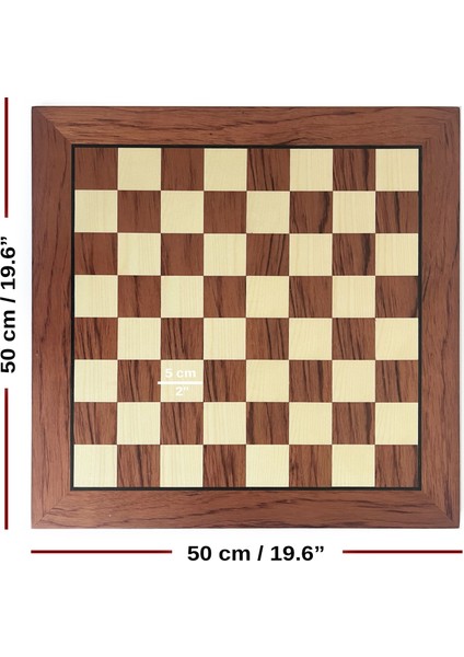 El Yapımı Ahşap Satranç Tablası Gül 50X50CM