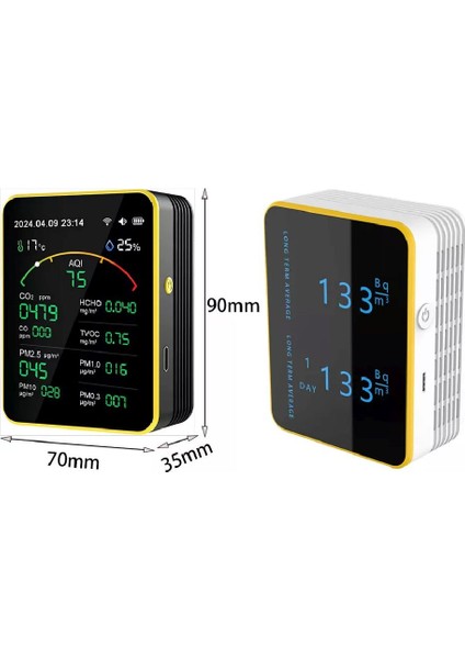15'li AQI,TEMP,HUMI,CO2,HCHO,CO,TVOC,PM2.5,PM10,PM1.0,PM0.3 Dedektör Taşınabilir Ev Ofis Hava Kalitesi Ölçüm Cihazı fırsatları