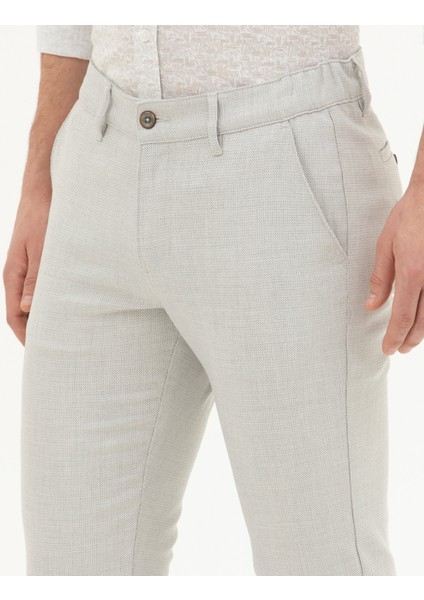 Erkek Gri Slim Fit Beli Lastikli Kanvas Pantolon 50288508-VR024