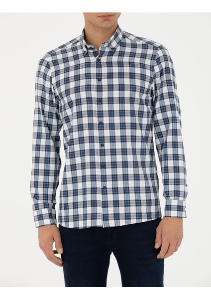 Erkek Lacivert Regular Fit Uzun Kollu Gömlek 50277746-VR033