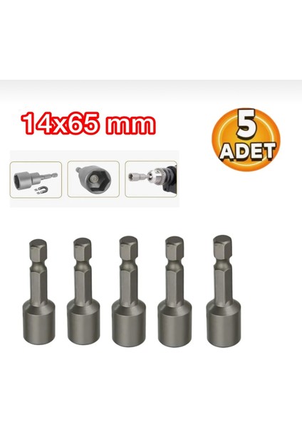 Manyetik Somun Civata Trapez Çatı Vidası Sıkma Ucu Mıknatıslı 14X65 mm (5 Adet)