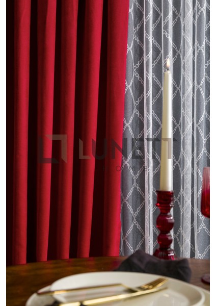 Kullanıma Bordo Rengi Sık Pile 1x3 Dikim Fon Perde Tek Kanat 9206