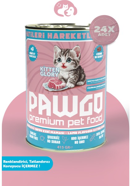 Kitten Glory | Tavuklu | 400g X 24 | Parça Etli | Yavru Kedi Yaş Mama