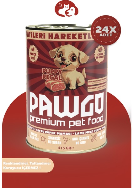 Pupy Regal | Kuzulu | 400g X 24 | Yavru-mini Irk | Parça Etli | Köpek Yaş Mama