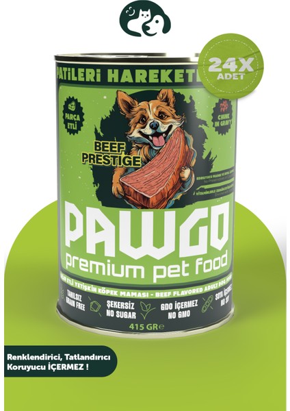 Beef Prestige | Sığır Etli | 400gr x 24| Parça Etli | Köpek Yaş Mama