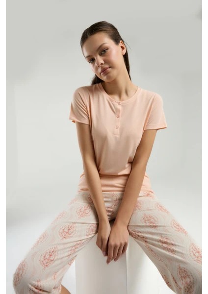 Kısa Kol Kapri Kadın Pijama Takım 3258