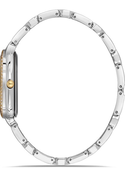 Yılan Desen Lüx Taşlı Kadın Kol Saati Gümüş Gold Renk PL-1520B3X
