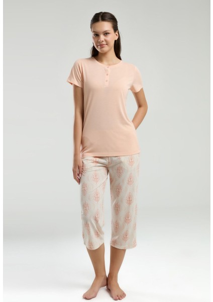 Kısa Kol Kapri Kadın Pijama Takım 3258