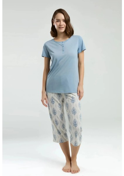 Kısa Kol Kapri Kadın Pijama Takım 3258