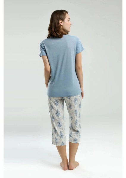 Kısa Kol Kapri Kadın Pijama Takım 3258