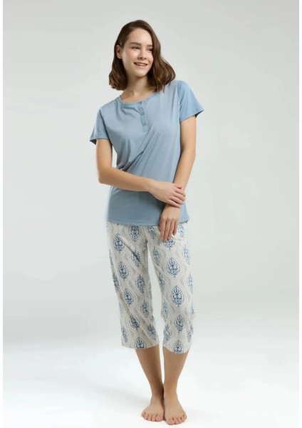 Kısa Kol Kapri Kadın Pijama Takım 3258