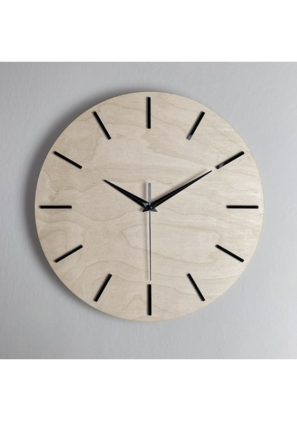 Zaman Çizgisi Saat - Doğal Ahşap Duvar Saati, El Yapımı, Sessiz, Modern Dekoratif Tasarım, 37 cm Büyük