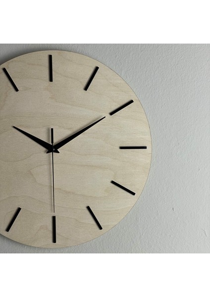 Zaman Çizgisi Saat - Doğal Ahşap Duvar Saati, El Yapımı, Sessiz, Modern Dekoratif Tasarım, 37 cm Büyük modelleri